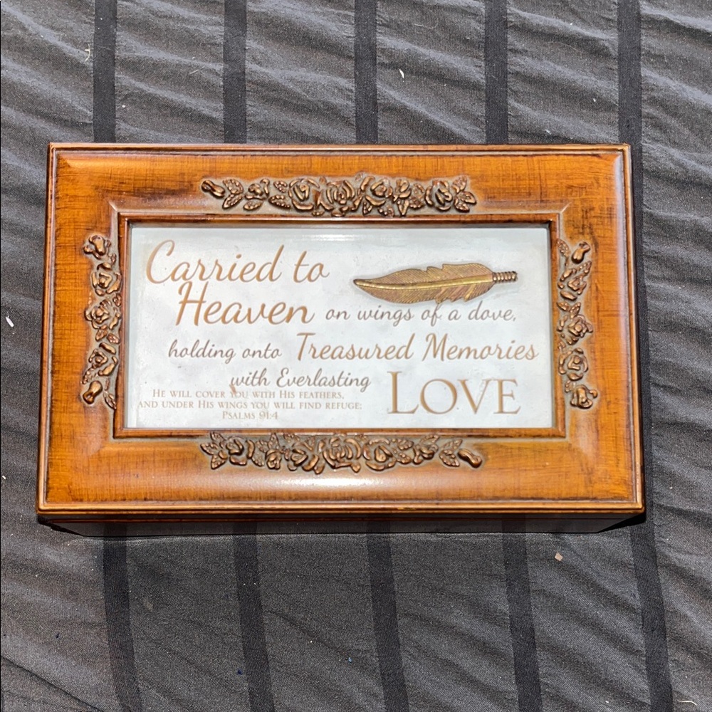 Wooden Memory Box with Gold Accents